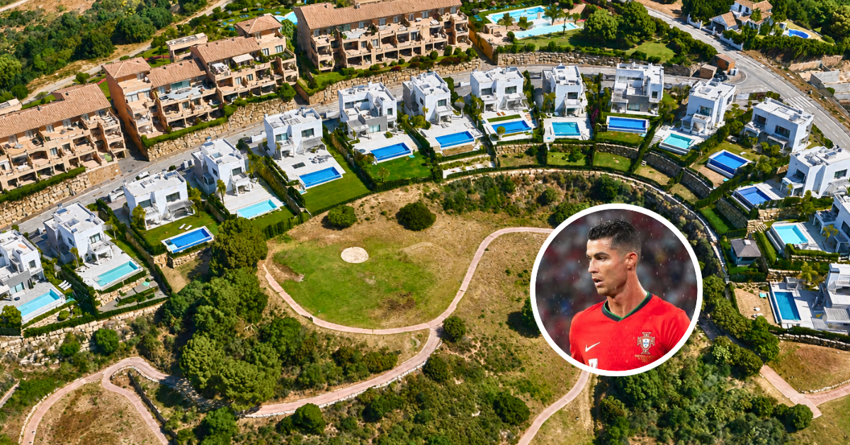 Aerial view of Cristiano Ronaldo's Marbella villa area.