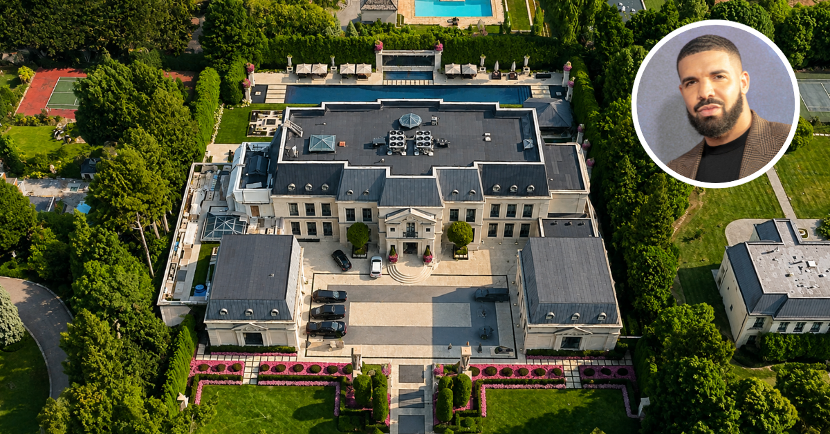 An aerial view of Drake's house in Toronto.