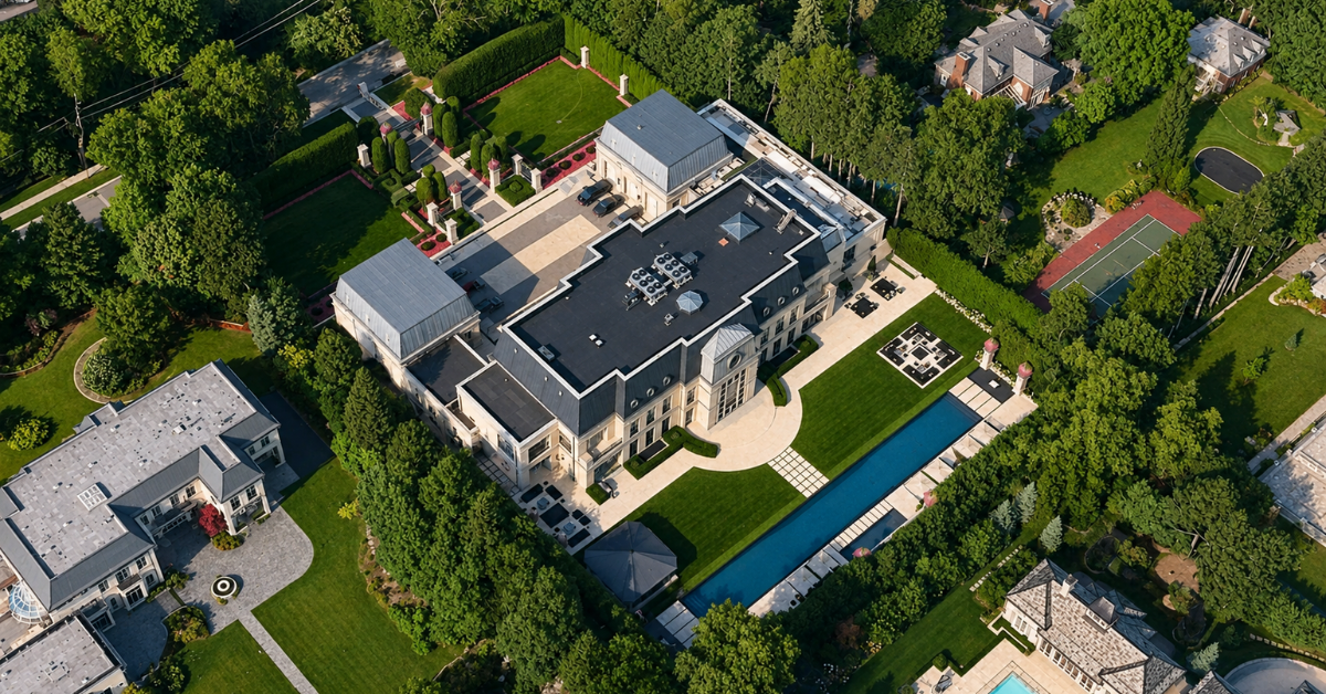 Aerial view of Drake's Toronto mansion.