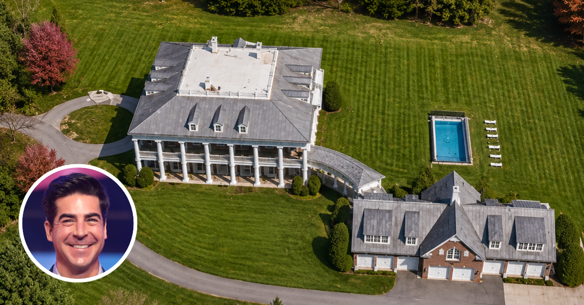 An aerial view of Jesse Watters New Jersey home.