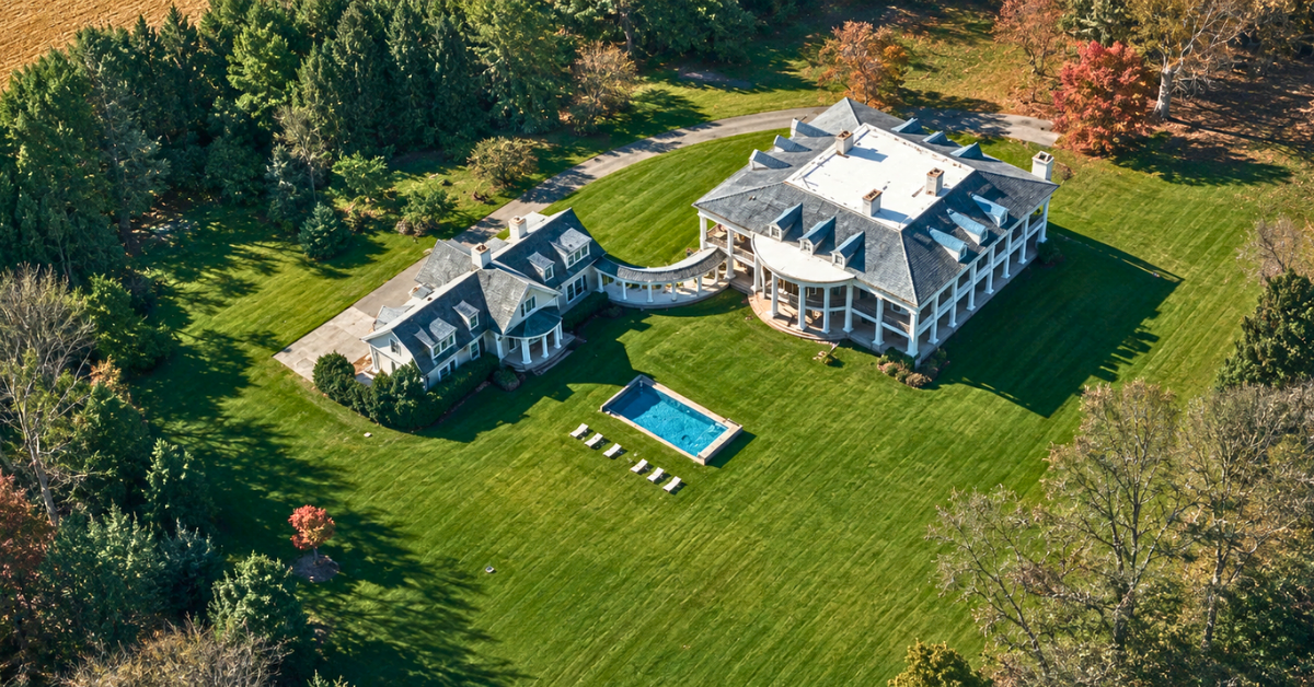 Aerial view of Jesse Waters' New Jersey mansion.