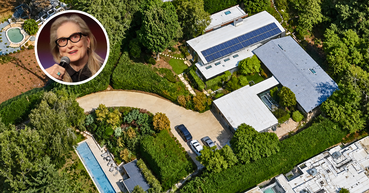 Aerial view of Meryl Streep's Pasadena home.