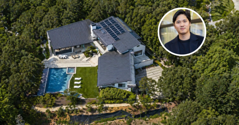 An aerial view of Shohei Ohtani'a La Canada home.