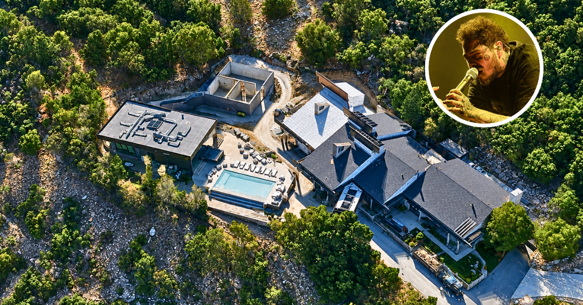 Aerial view of Post Malone's home in Salt Lake City.