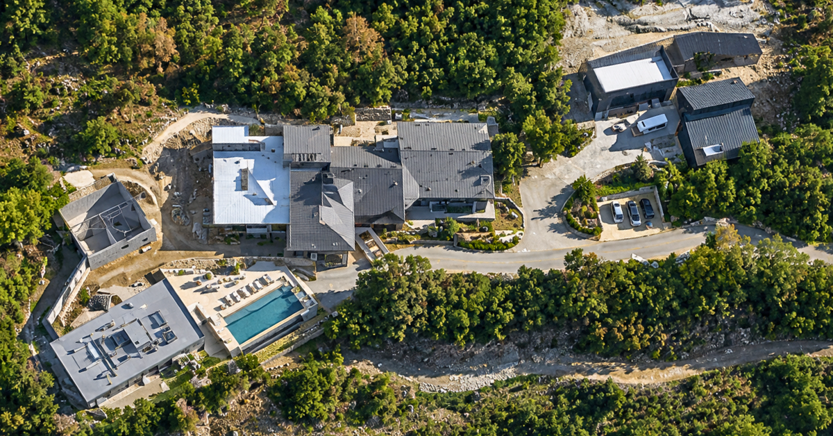 Aerial view of Post Malone's home in Salt Lake City.