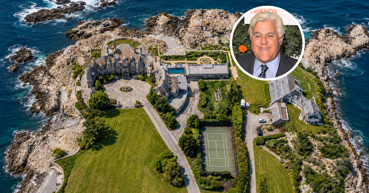 Aerial view of Jay Leno's Newport Castle.