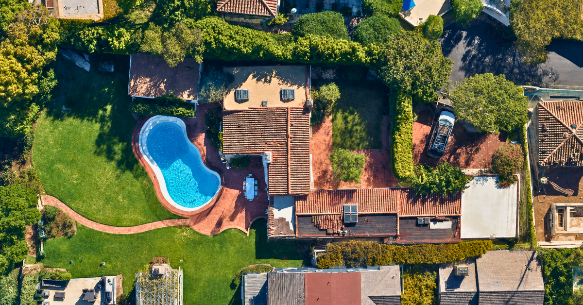 Aerial view of Marilyn Monroe's Brentwood house.