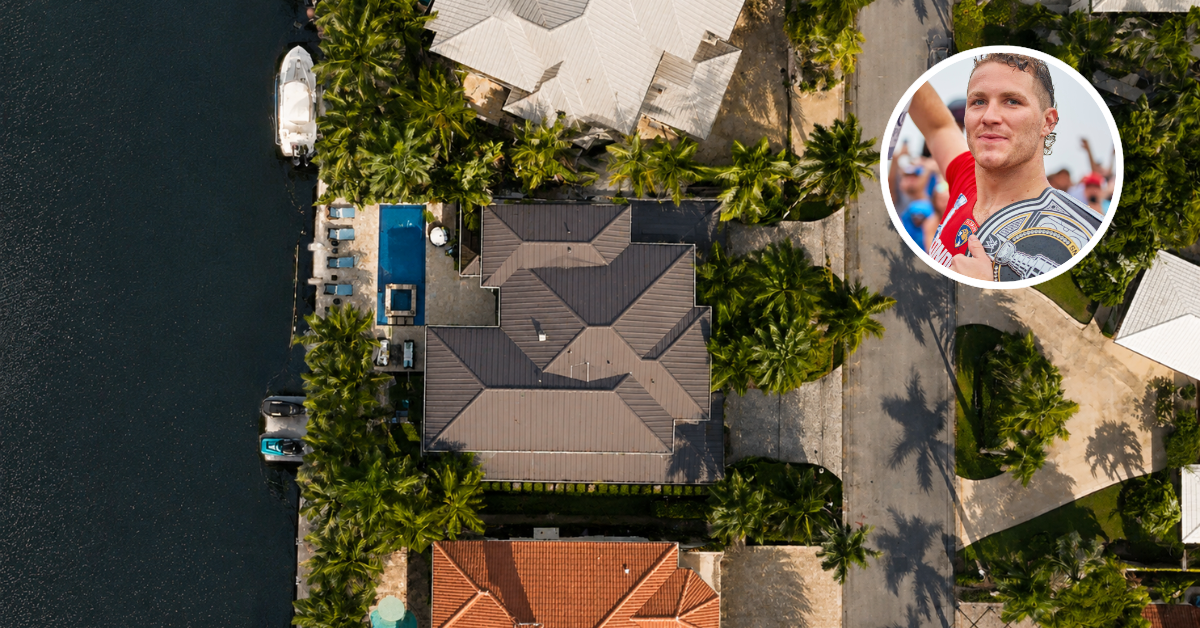 Aerial view of Matthew Tkachuk's Fort Lauderdale home.