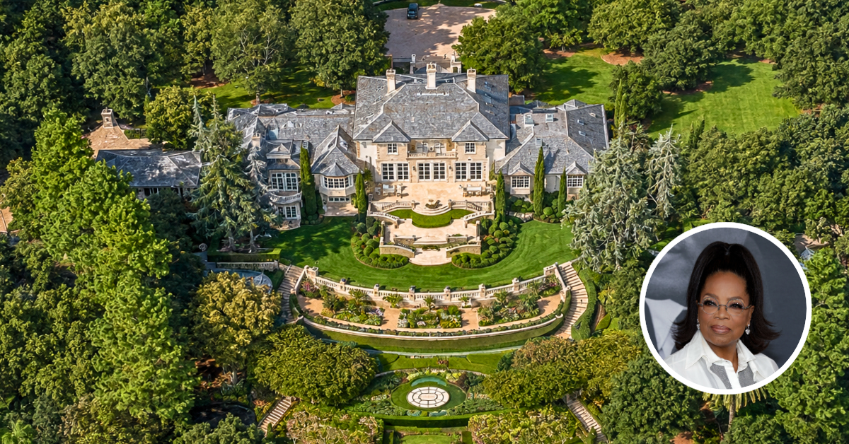 Aerial view of Oprah's Montecito mansion.
