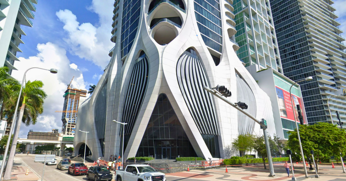 Street view of David Beckham's penthouse building in Miami.