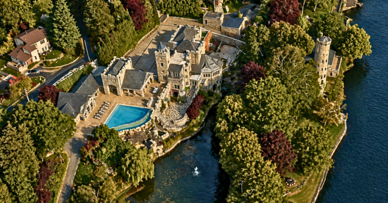 An aerial view of The Tiedemann Castle sold by Derek Jeter