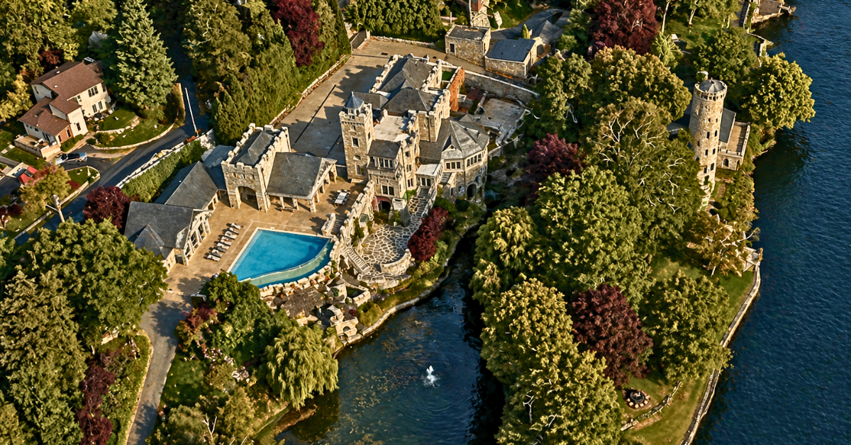 An aerial view of The Tiedemann Castle sold by Derek Jeter