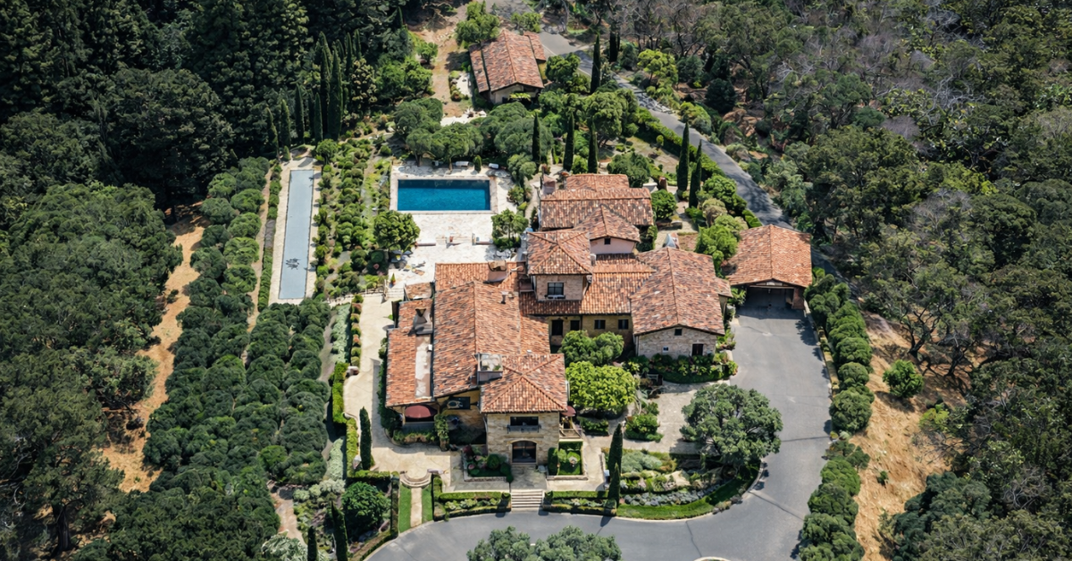 An aerial view of Joe Montana's former Napa Valley estate which he sold in 2022 for $28 million.