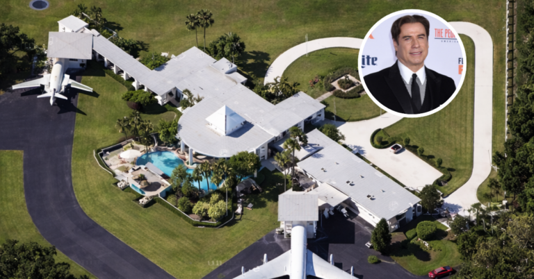 An aerial view of John Travolta's airport house near Ocala, Florida