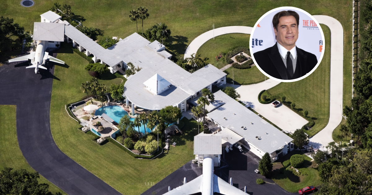 An aerial view of John Travolta's airport house near Ocala, Florida