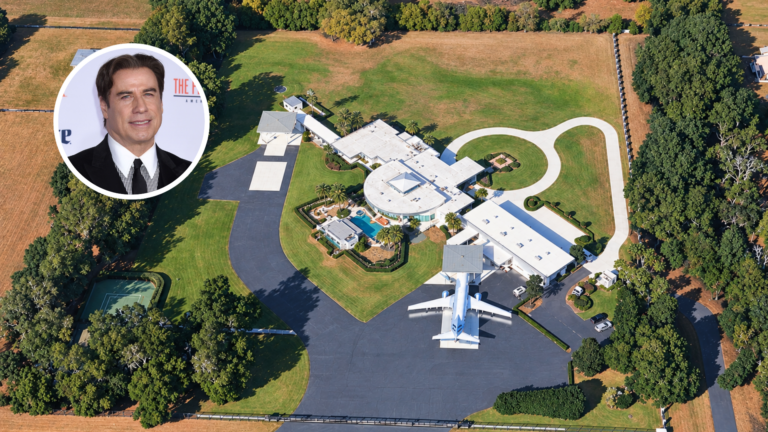 An aerial view of John Travolta's airport house near Ocala, Florida