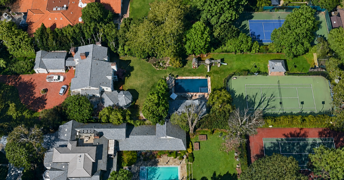 An aerial overview of Kelly Clarkson's home in Toluca Lake.