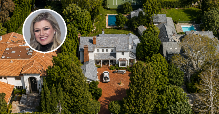 An aerial overview of Kelly Clarkson's home in Toluca Lake.