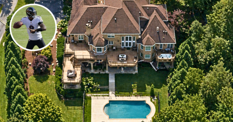 An aerial view of Lamar Jackson's Owings Mills Mansion