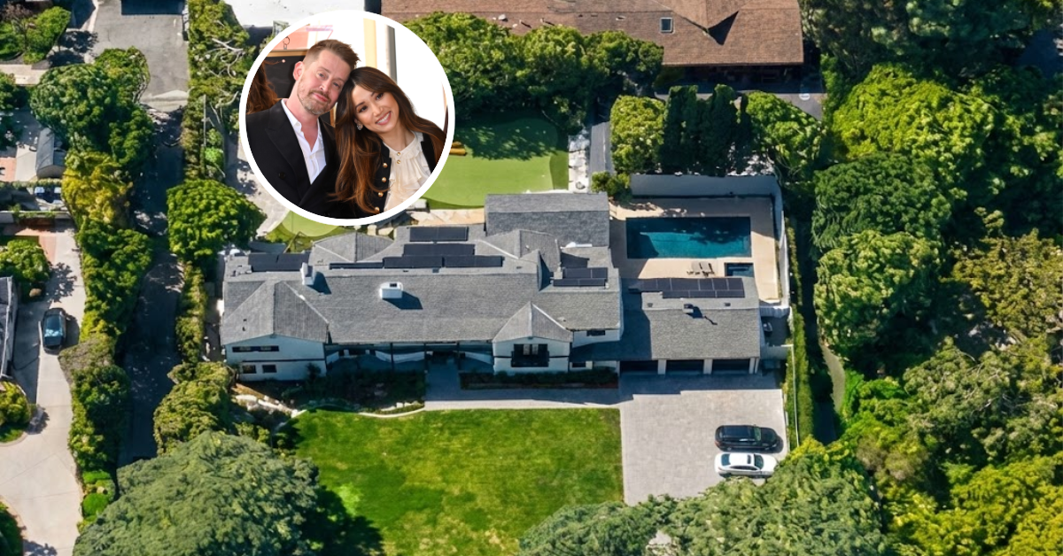 An aerial view of Macaulay Culkin and Brenda Song's home sold in Toluca Lake