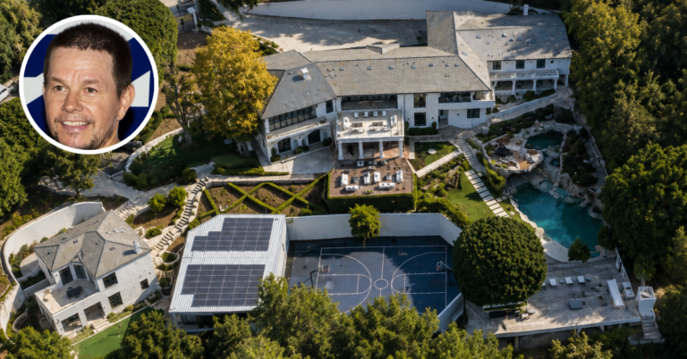 An aerial view of Mark Wahlberg's former Beverly Hills estate used in Entourage