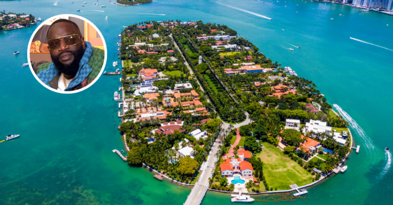 An aerial view of Rick Ross's home on Star Island