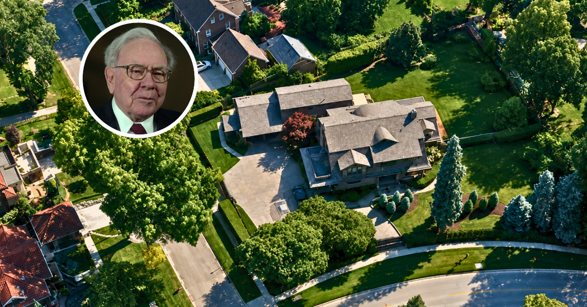 Aerial view of Warren Buffett's Omaha Home.