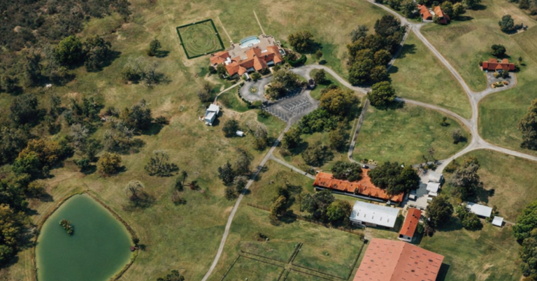 An aerial view of Drake's ranch outside Houston, TX.