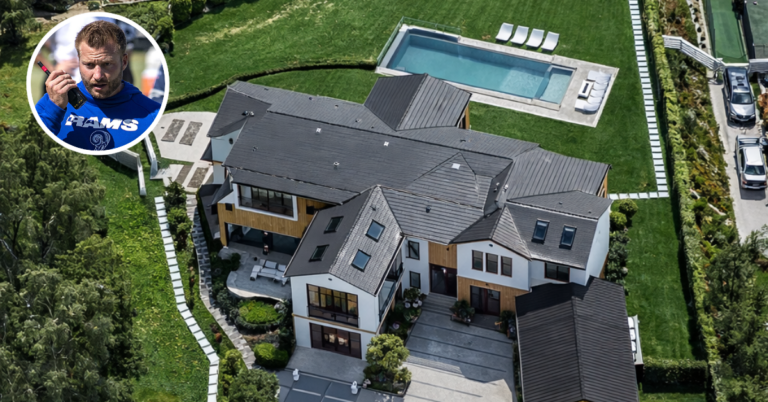 Aerial view of LA Rams head coach Sean McVay's hidden hills home.