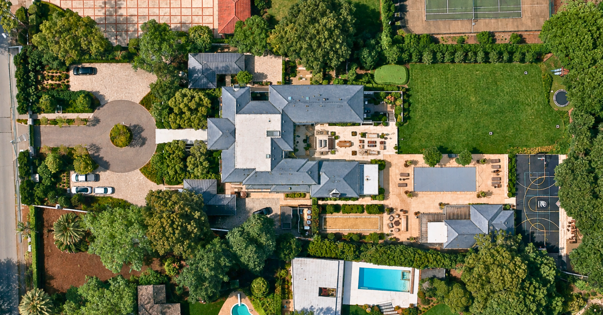 Aerial view of Steph and Ayesha Curry's Atherton estate they sold.