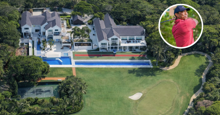 An aerial view of Tiger Woods' home on Jupiter Island