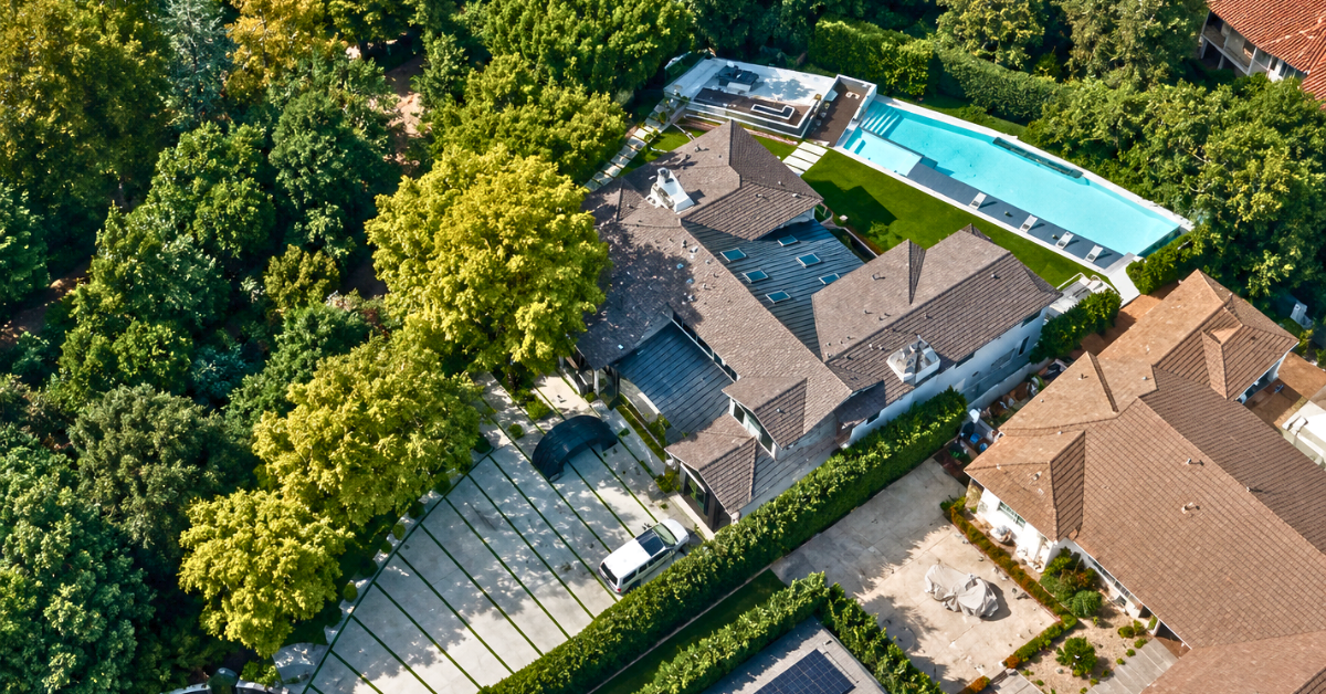 Aerial view of Vanessa Hudgens' Studio City home.