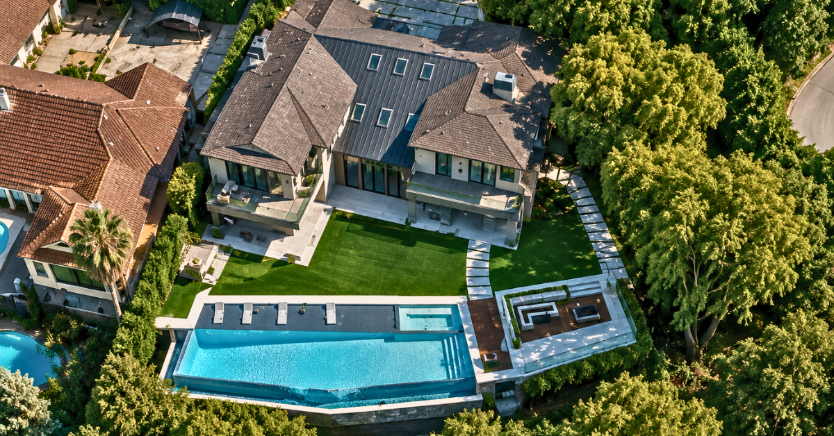 Aerial view of Vanessa Hudgens' Studio City home.
