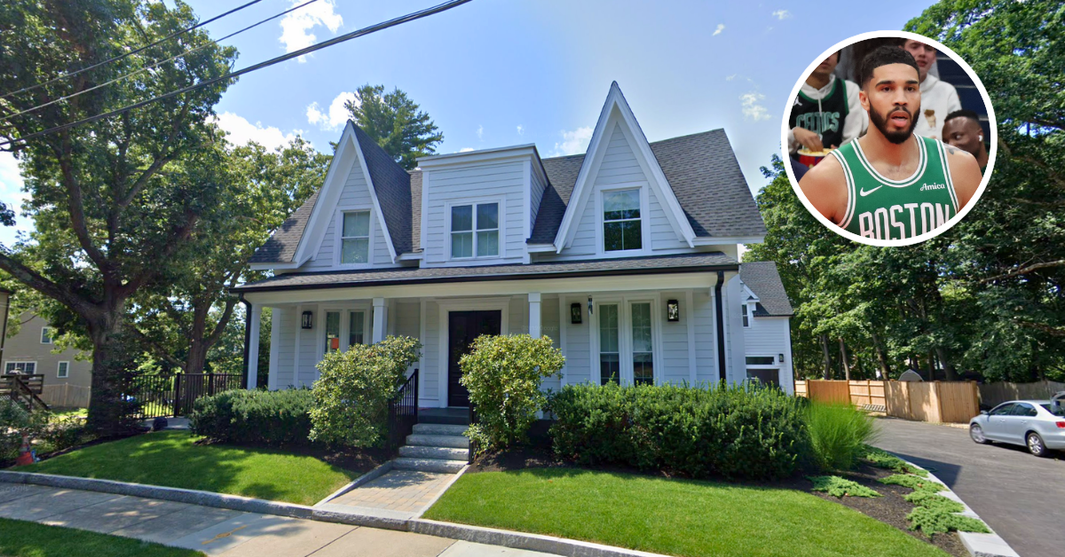 Street view of Jayson Tatum's West Newton home.