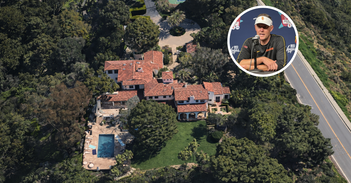 An aerial view of Lincoln Riley's Palos Verdes mansion