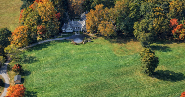 An aerial view of Robert Saleh's home in Harding Township.