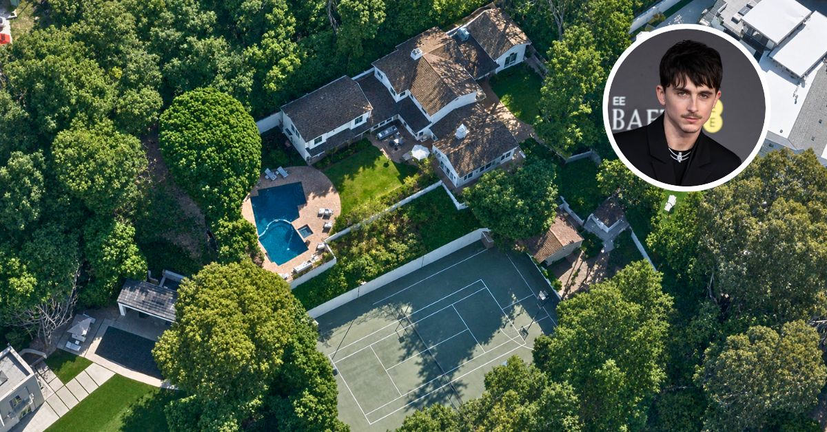 Aerial view of Timothée Chalamet’s Beverly Hills Estate.