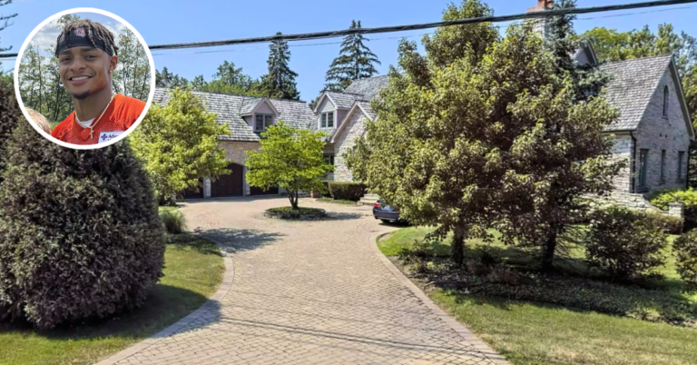 A driveway view of Justin Fields Lake Forest home which he sold for $1.7 million.