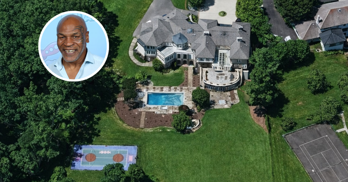 An aerial view of Mike Tyson's former Bethesda home where his tiger cub got loose.