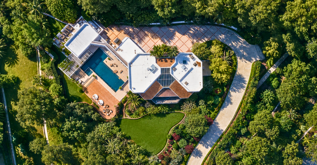Aerial view of Pat Sajak's Encino estate.