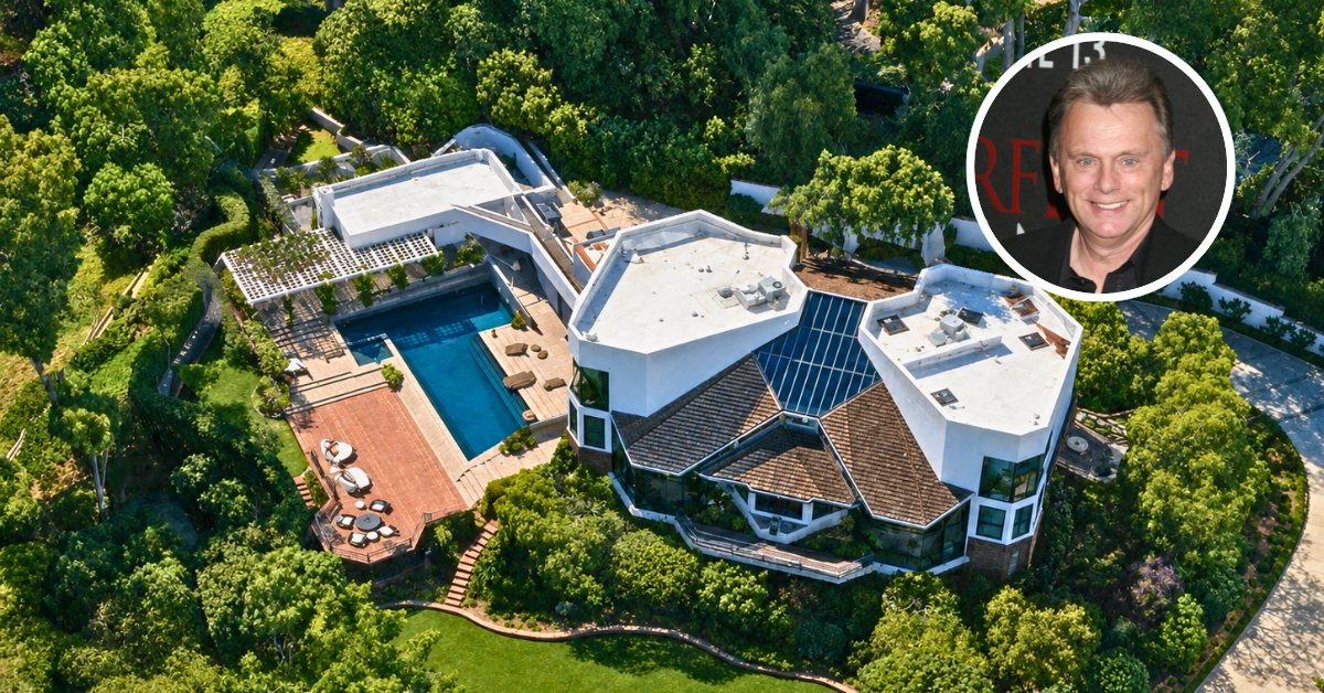 Aerial view of Pat Sajak's Encino estate.