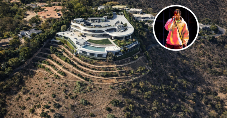 An aerial view of Travis Scott's Brentwood home