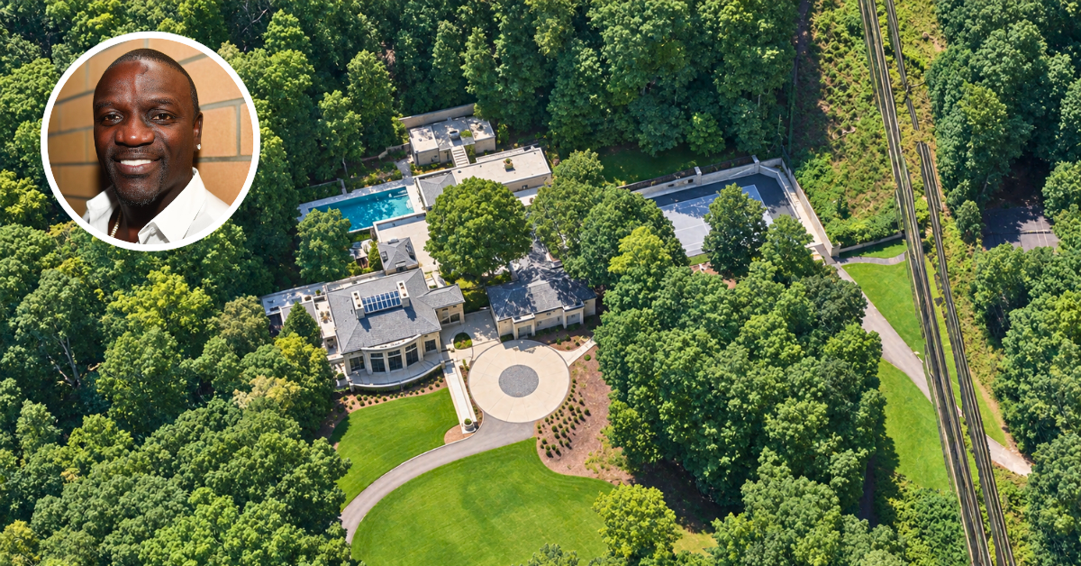 An aerial view of Akon's former Sandy Springs mansion.