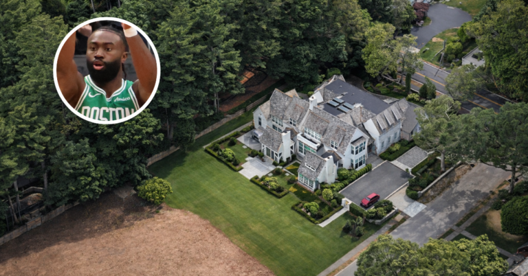 An aerial view of Jaylen Brown's Wellesley Home