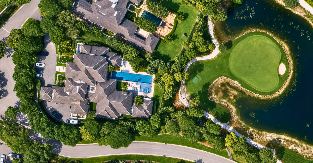 An aerial view of Michael Jordan's mansion in Jupiter, Florida.
