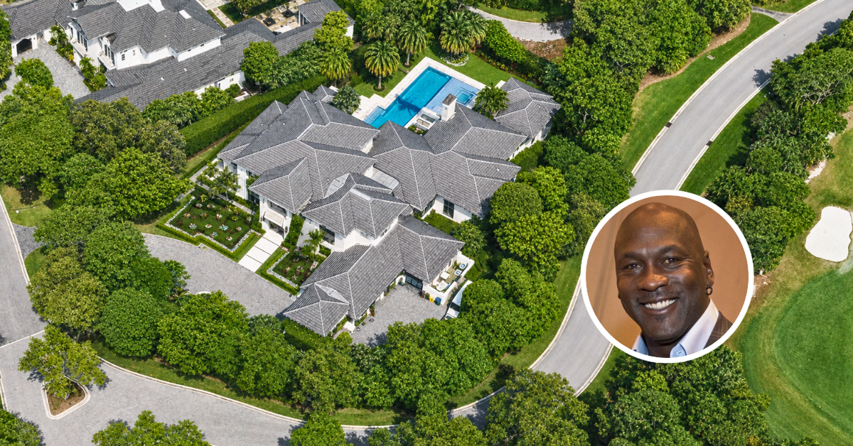 An aerial view of Michael Jordan's $17 million mansion in Jupiter, Florida.