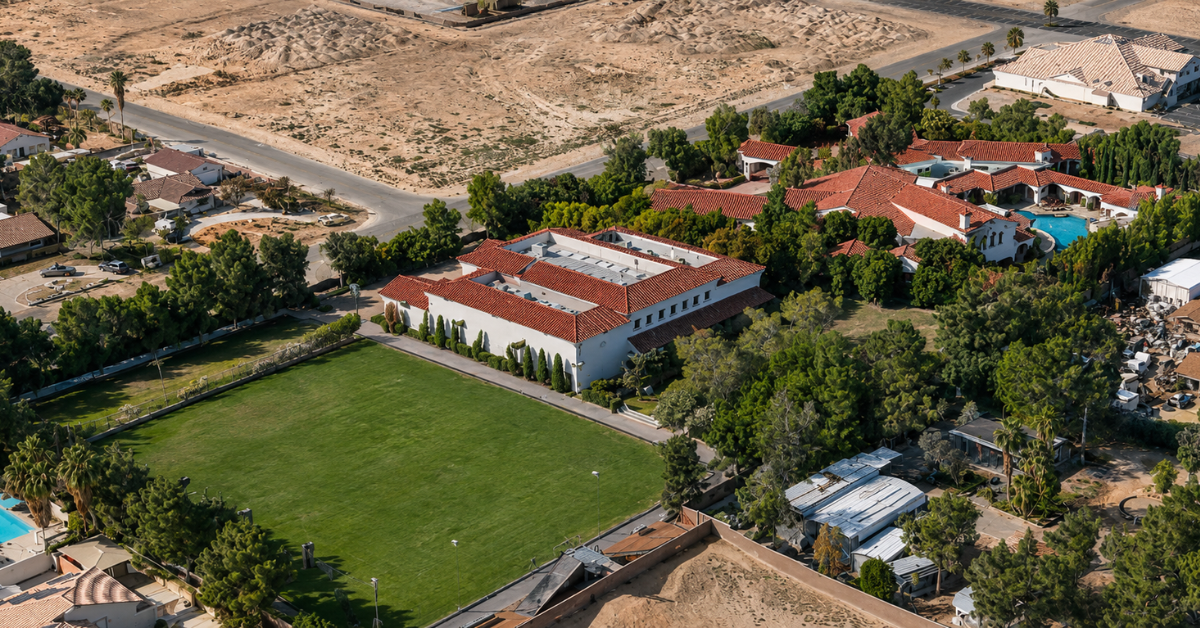 Aerial view of Dan Blitzerian's Las Vegas mansion.