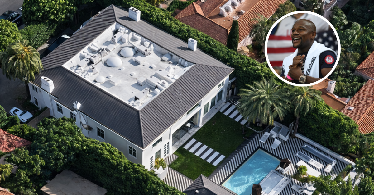 An aerial view of Floyd Mayweather's former Beverly Hills mansion