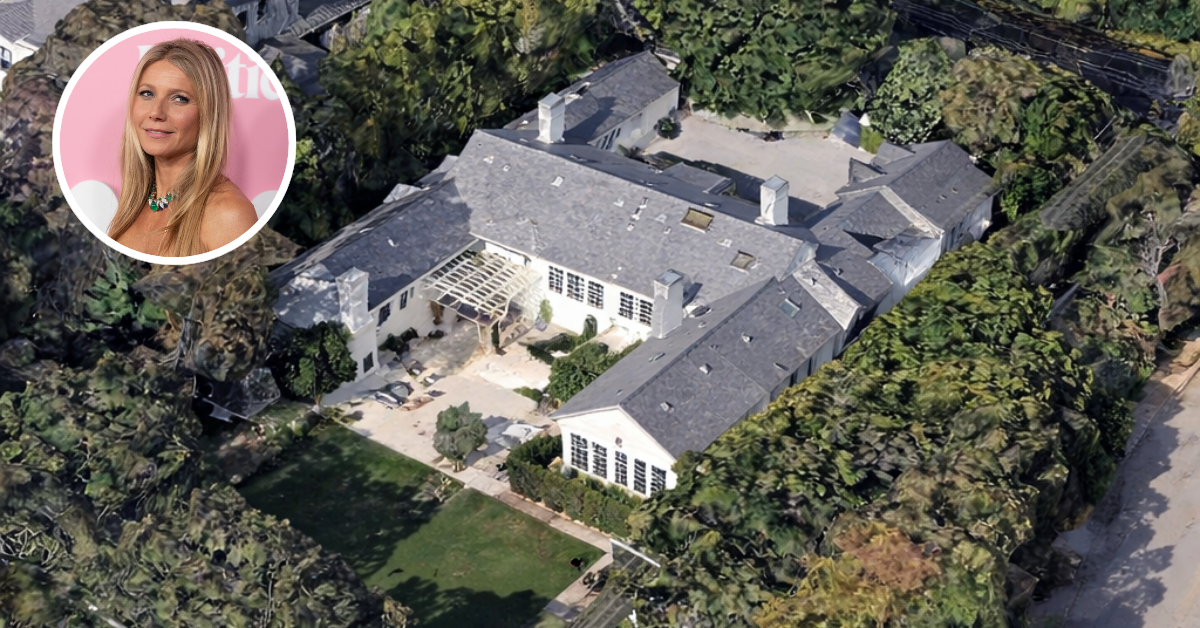 An aerial view of Gwyneth Paltrow's Brentwood home sold for $22 million
