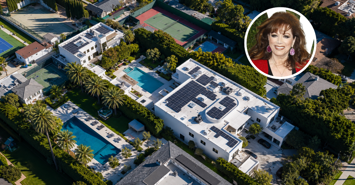 Aerial view of Jackie Collins’ Former Beverly Hills Mansion.